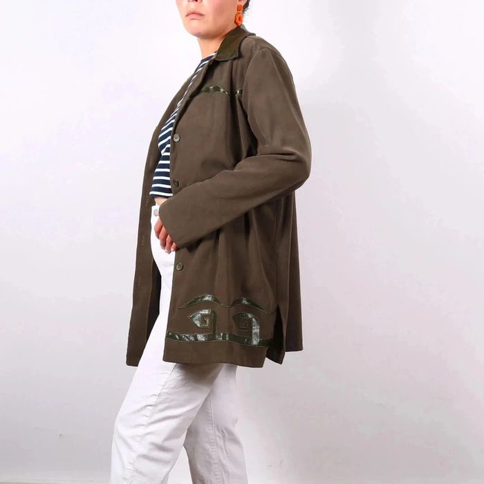 Sur chemise/petite veste vintage 90's Tilber en faux suède peau de pêche motif western (#240619) - photo numéro 13