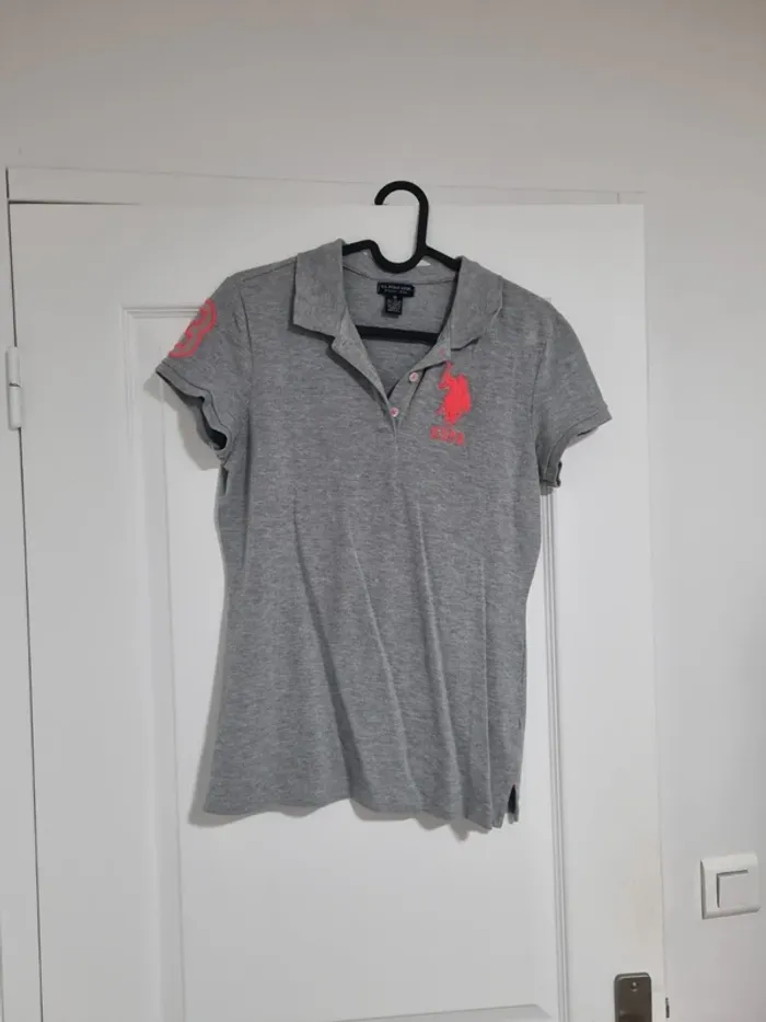 polo us polo assn gris chiné et rose fluo