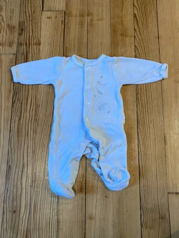 Pyjama velours 1-3 mois feuilles
