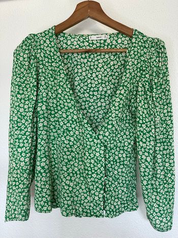 Blouse chemisier vert et blanc Mango taille XS
