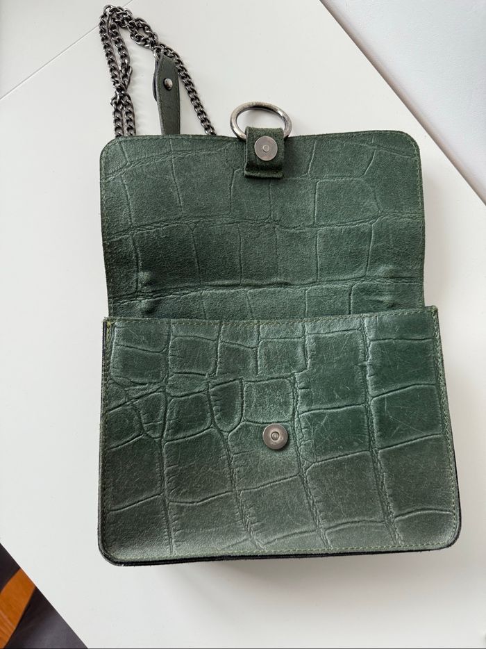 Sac pochette Milano vert croco - photo numéro 3