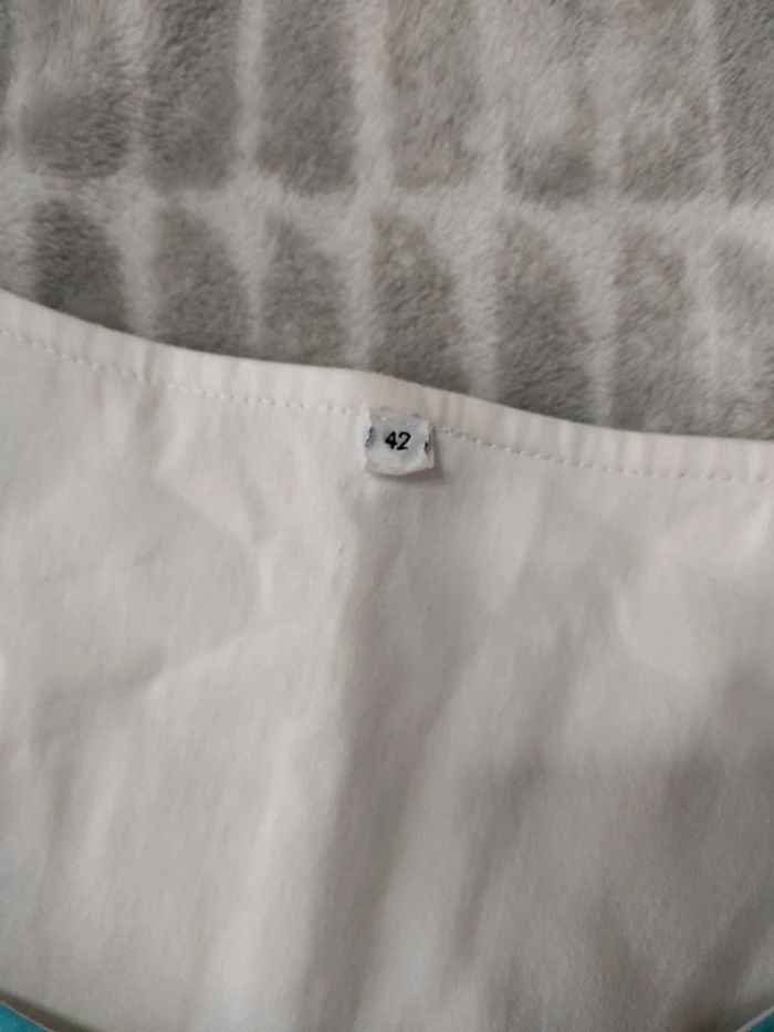 Robe coton blanc turquoise grise imprimé taille 42 - photo numéro 3