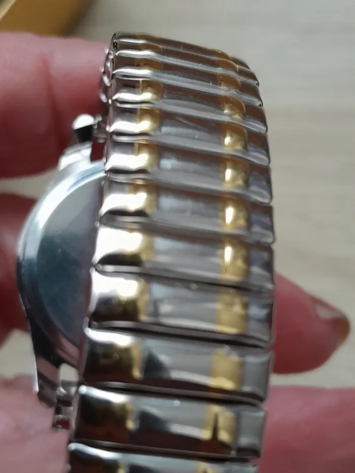 Montre quartz, bracelet élastic, dorée et argentée - photo numéro 6