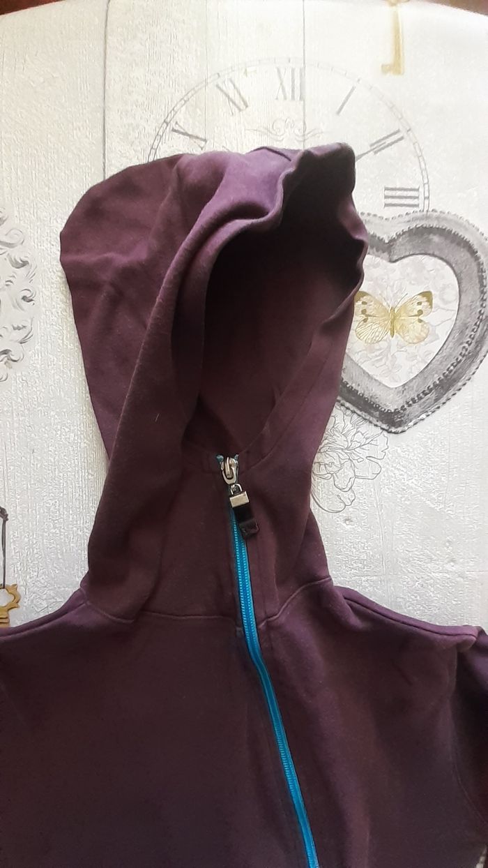 Veste jogging prune et turquoise - photo numéro 2