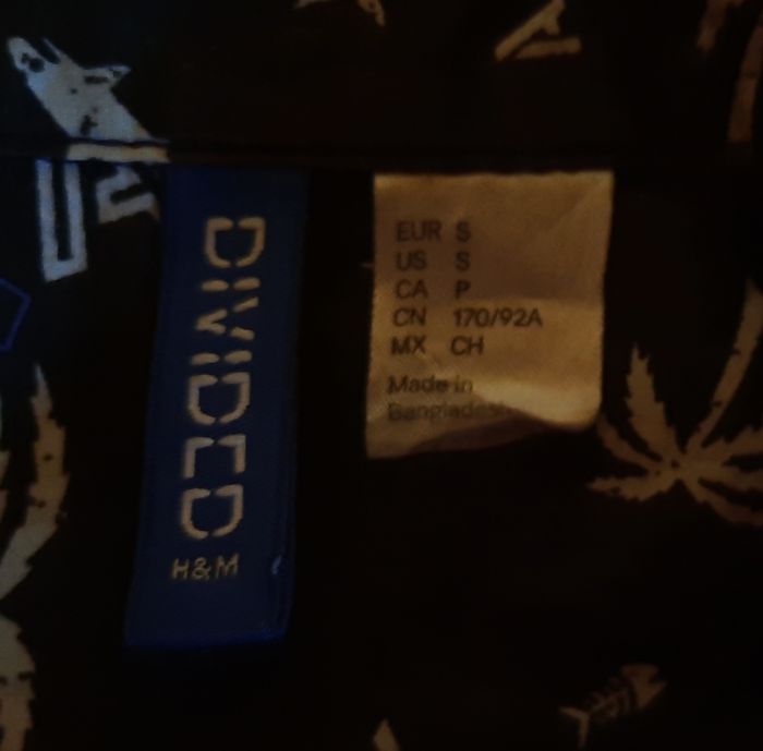 Chemise noire imprimé blanc, homme, H&M, taille S - photo numéro 2