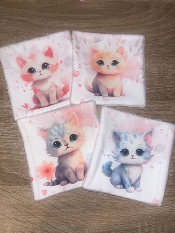 4 lingettes lavables chats 