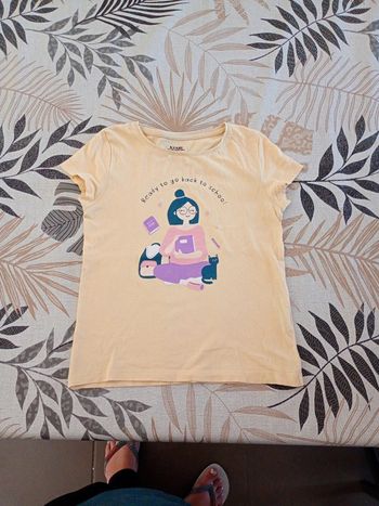 Tee-shirt bio motif fille et chat Kiabi 8 ans