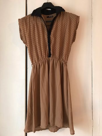 Robe vintage beige à pois