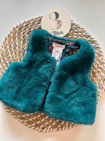 Gilet fourrure turquoise - DPAM - 3 mois