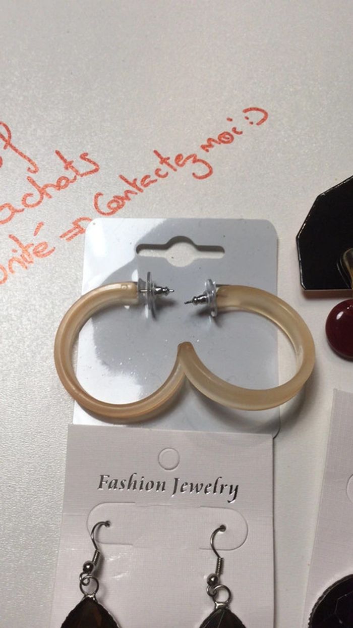 Lot de 4 paires de boucles d’oreilles neuve idee cadeau brillant pendant percé - photo numéro 4