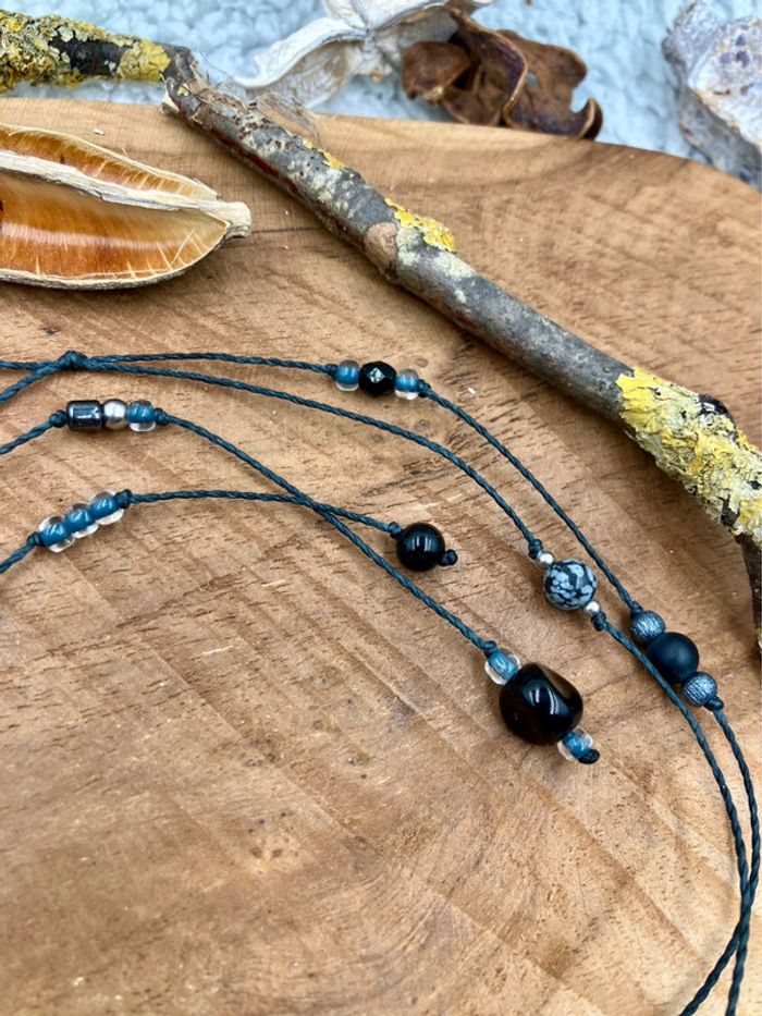 Bijou de cheveux - ateba - macramé pierre Onyx et Agate - photo numéro 3