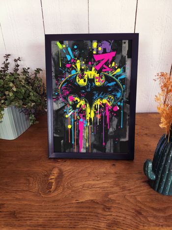 Affiche Poster Batman A3 (30x42cm / 12x16") – Street art fluo, déco geek moderne chambre salon