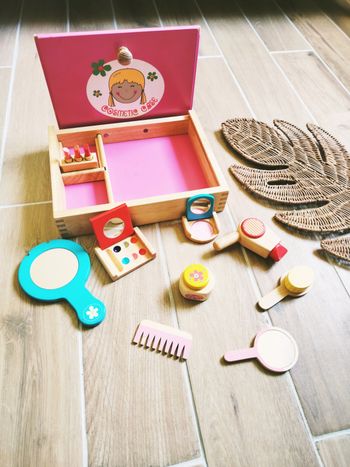 💄Grand coffret malette de beauté avec divers accessoires maquillage et coiffure en bois