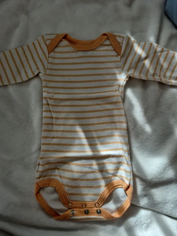 Body petit bateau 3 mois 60 cm rayures orange
