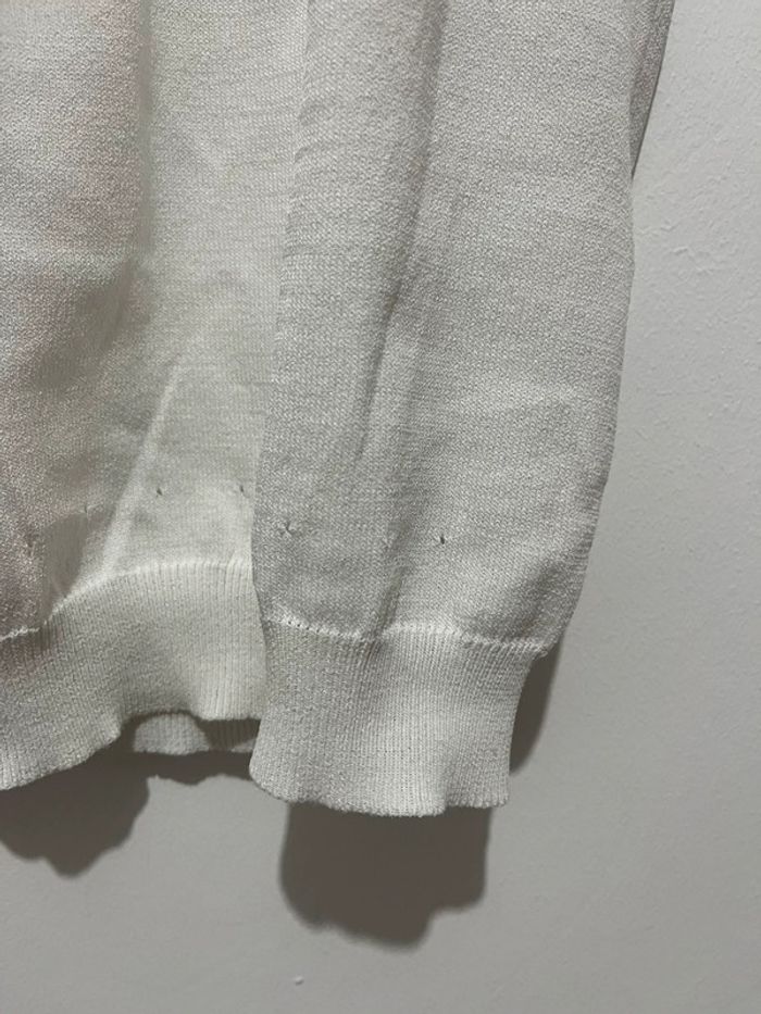 Top vintage col ras du cou / halter uni blanc avec volant - photo numéro 4