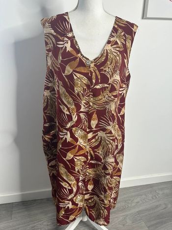Robe tropicale terra cotta et beige Vintage T44/46 2XL/3XL