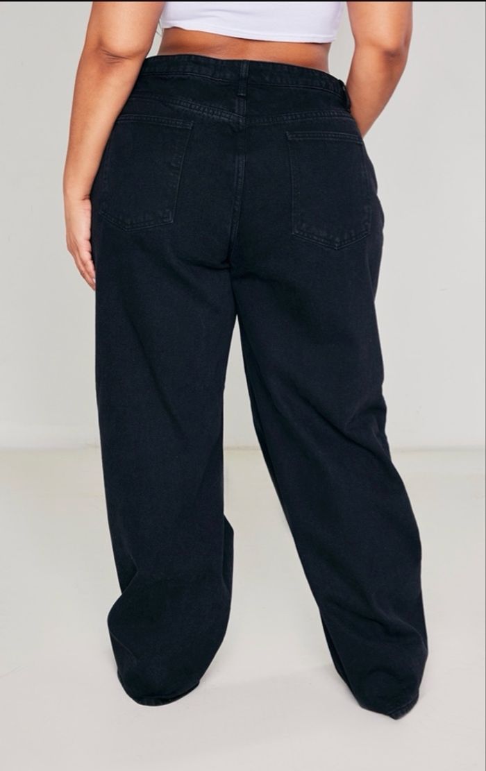 PLUS JEAN BOYFRIEND NOIR DÉLAVÉ À TAILLE HAUTE - photo numéro 3