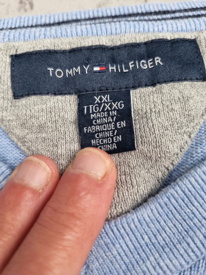 Pull col V Tommy Hilfiger bleu clair – Taille XXL Homme - photo numéro 5