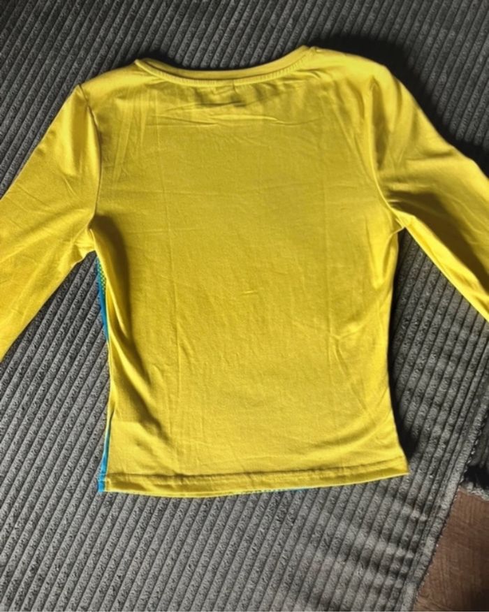 Haut manches longues Shein jaune et bleu effet imprimé corps – Taille S - photo numéro 6