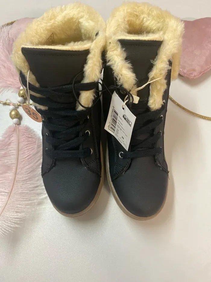 Bottines fille - fourrée - neuf - Defacto - noir - photo numéro 3
