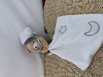  Doudou Peluche Ours Beige Gris Mouchoir Blanc Etoile Lune Luminescent BabyNat