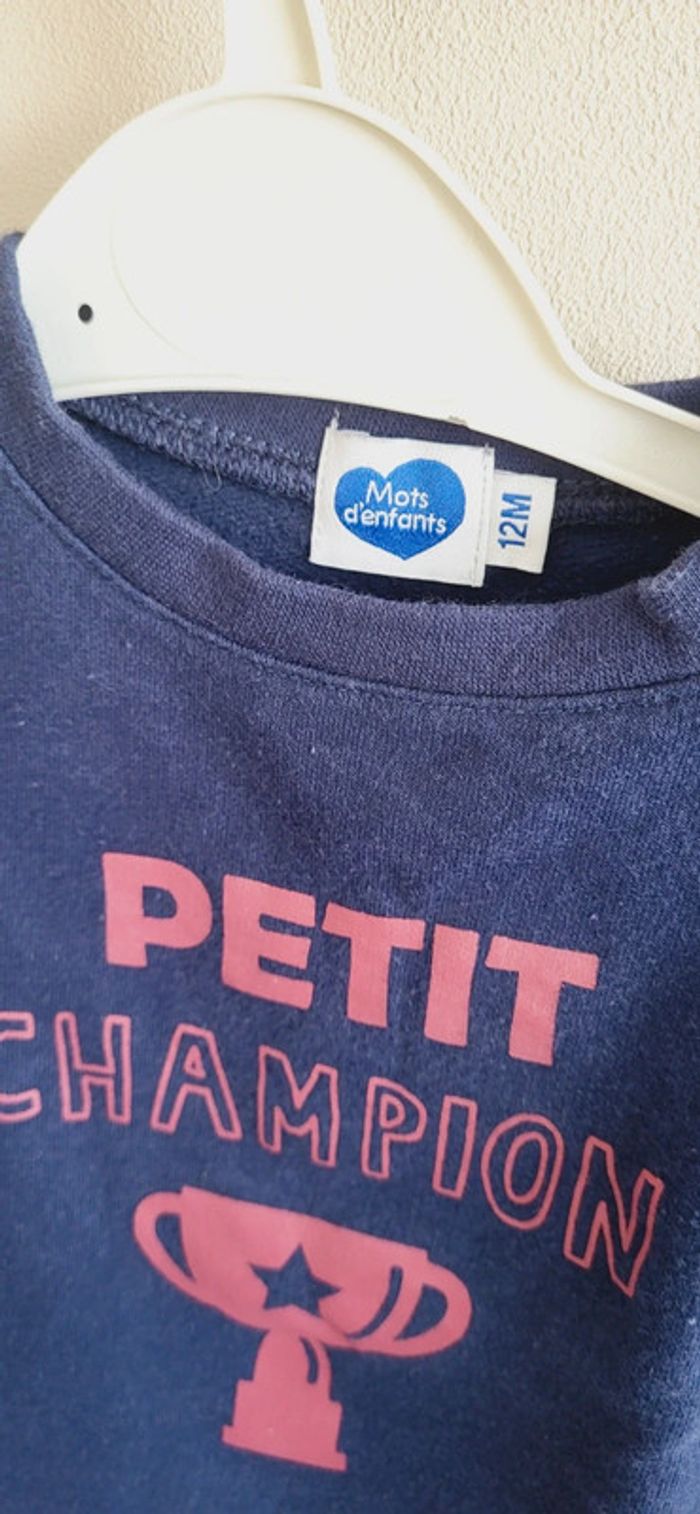 Sweat bleu marine mots d'enfants 12 mois - photo numéro 3