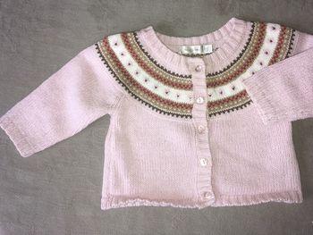 Gilet rose Boutchou 6 mois, 20% laine