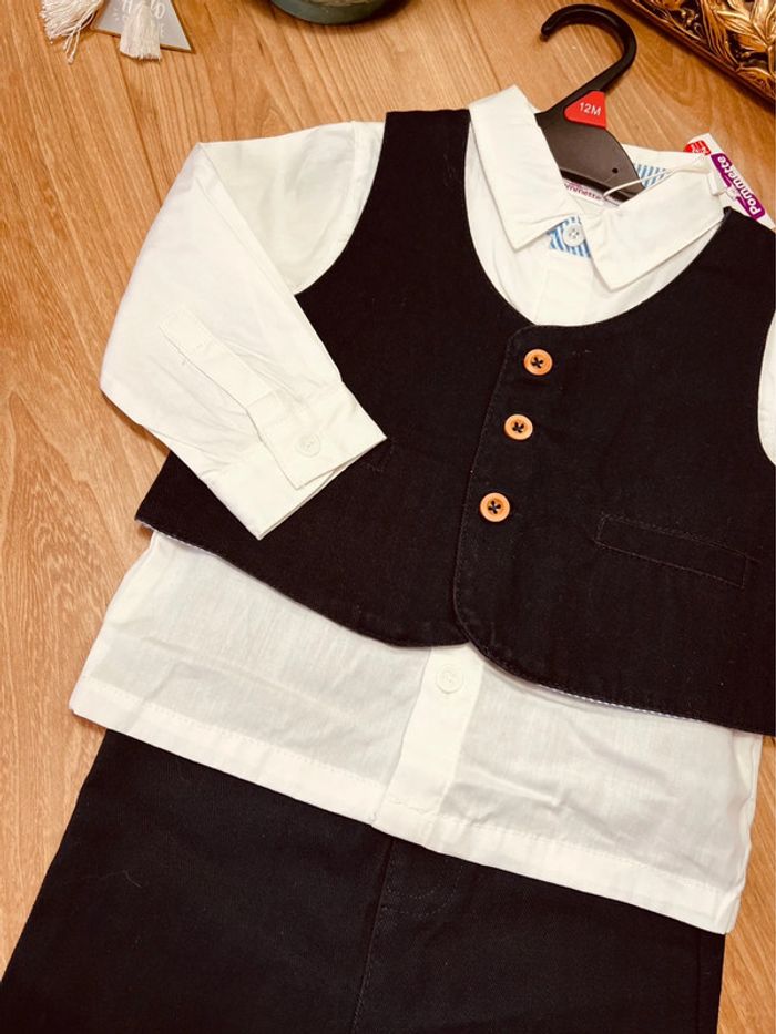 Taille 12 mois tenue de fête garçon Pommette bleu marine et blanc * chic * 💙 - photo numéro 3