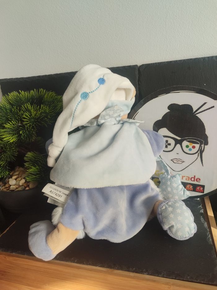 doudou et compagnie Marionnette Ours Petit Chou Blanc Bleu étoile dc3081 Bonnet - photo numéro 2