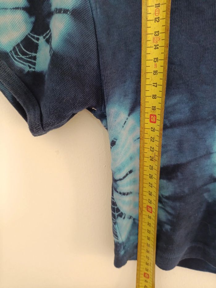 Crop top bleu tie & dye papillons vintage - photo numéro 5
