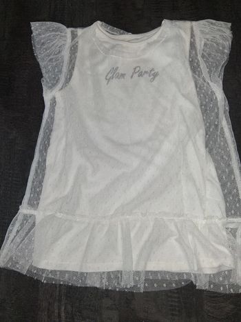 Robe à pois blanche avec doublure dentelle transparent