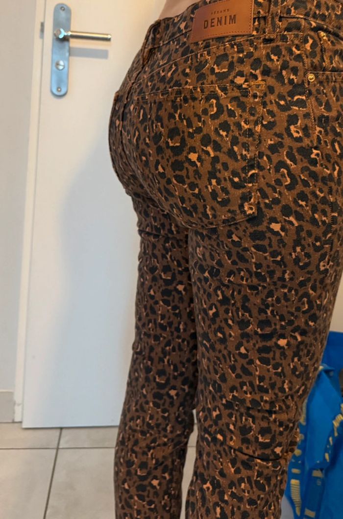 Pantalon jean léopard Sézane taille 29 fuselé - photo numéro 16