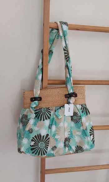 Sac bohème paille turquois Neuf avec Étiquette