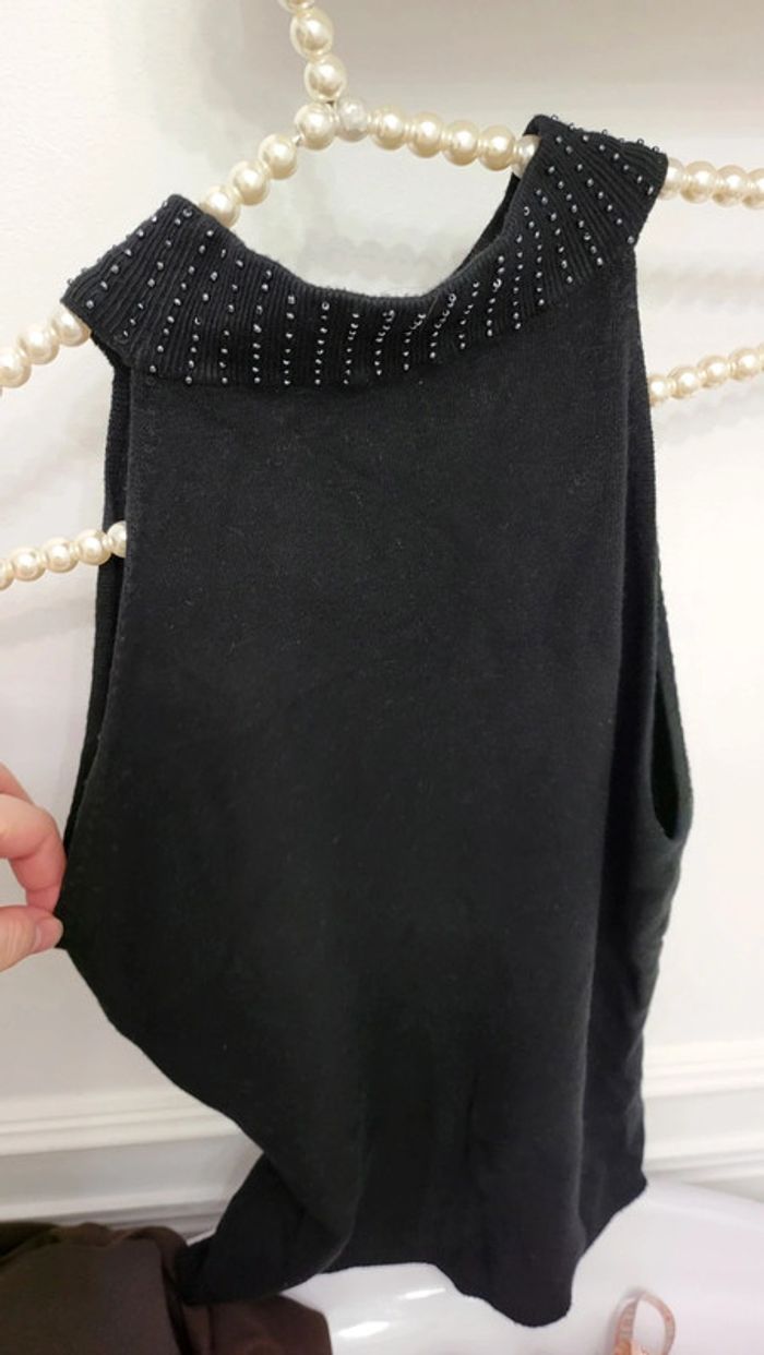 Pull sans manches col perlé taille unique - photo numéro 5