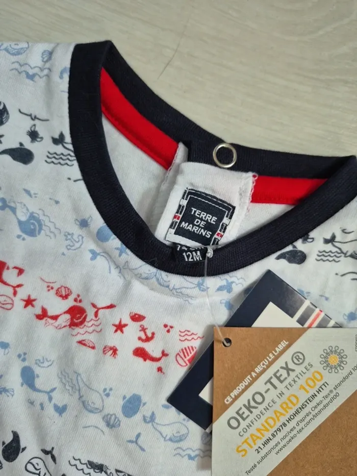T-shirt neuf avec étiquette motif poisson - photo numéro 3