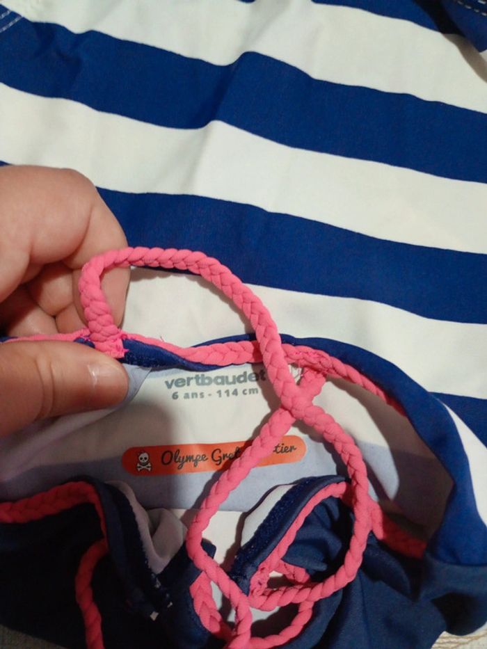 Maillot de bain style marinière nœud rose une pièce fille Vertbaudet 6 ans - photo numéro 5