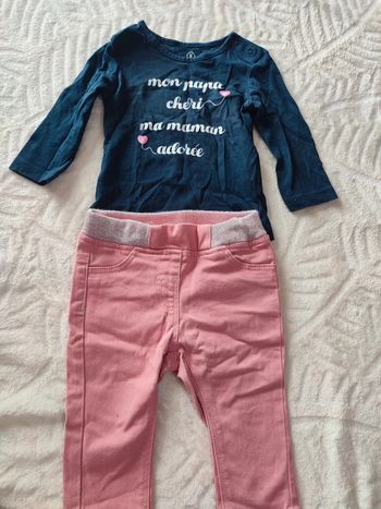 Ensemble bébé fille marine rose 6 mois