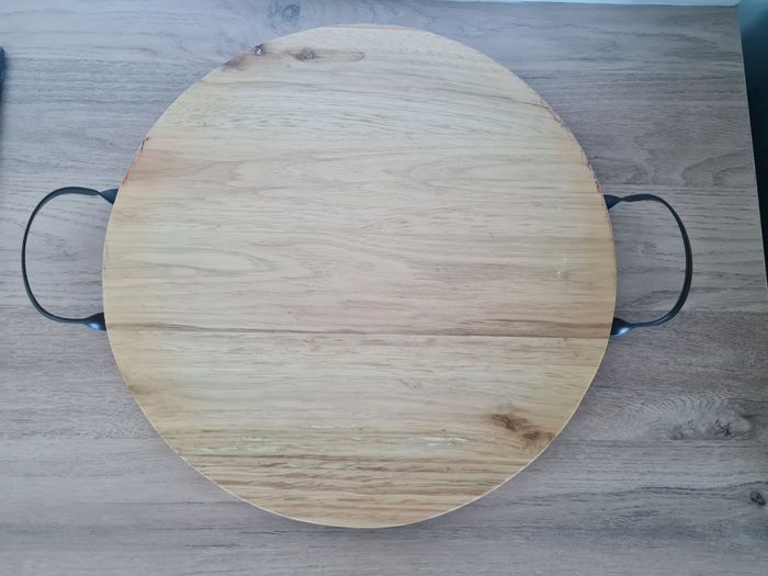 Plateau rond bois et métal noir - photo numéro 4