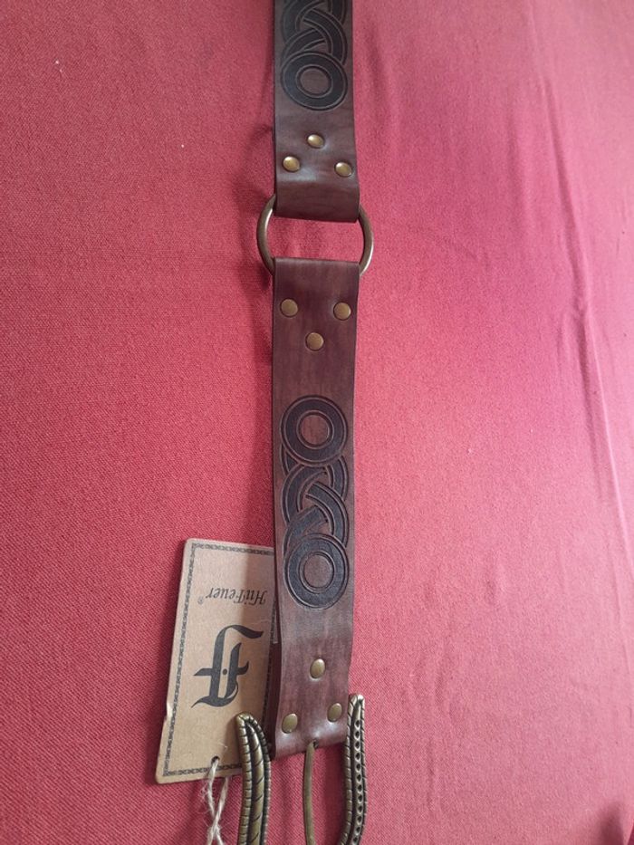 Ceinture nordique à boucle gaufrée ceinture de chevalier rétro médiévale HiiFeuer - photo numéro 2