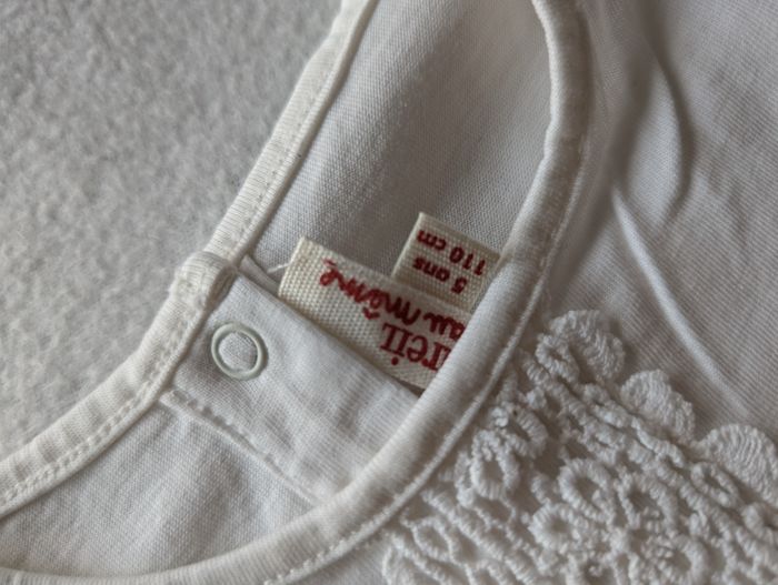 Tshirt ML blanc à broderie - 5A -  Du Pareil au Même - photo numéro 4