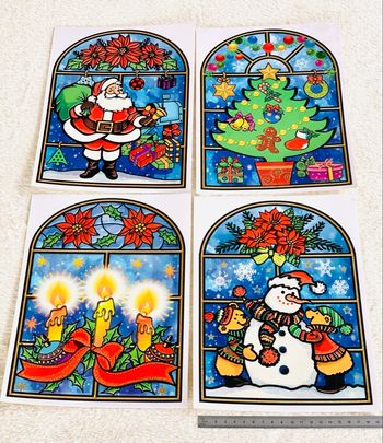 Set 4 stickers déco fenêtre Noël différentes modèles 