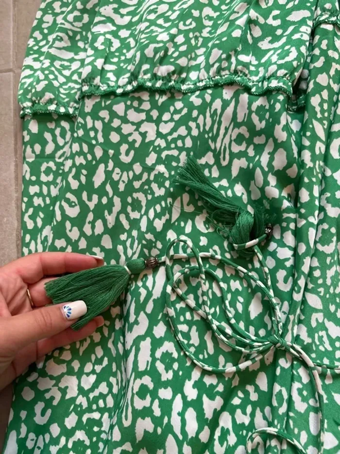 Robe longue verte et blanche GOA taille M - photo numéro 8