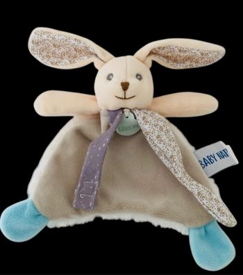 ❤️B5323 Doudou Plat Mouchoir Lapin POUPI Nature BABY'NAT Babynat