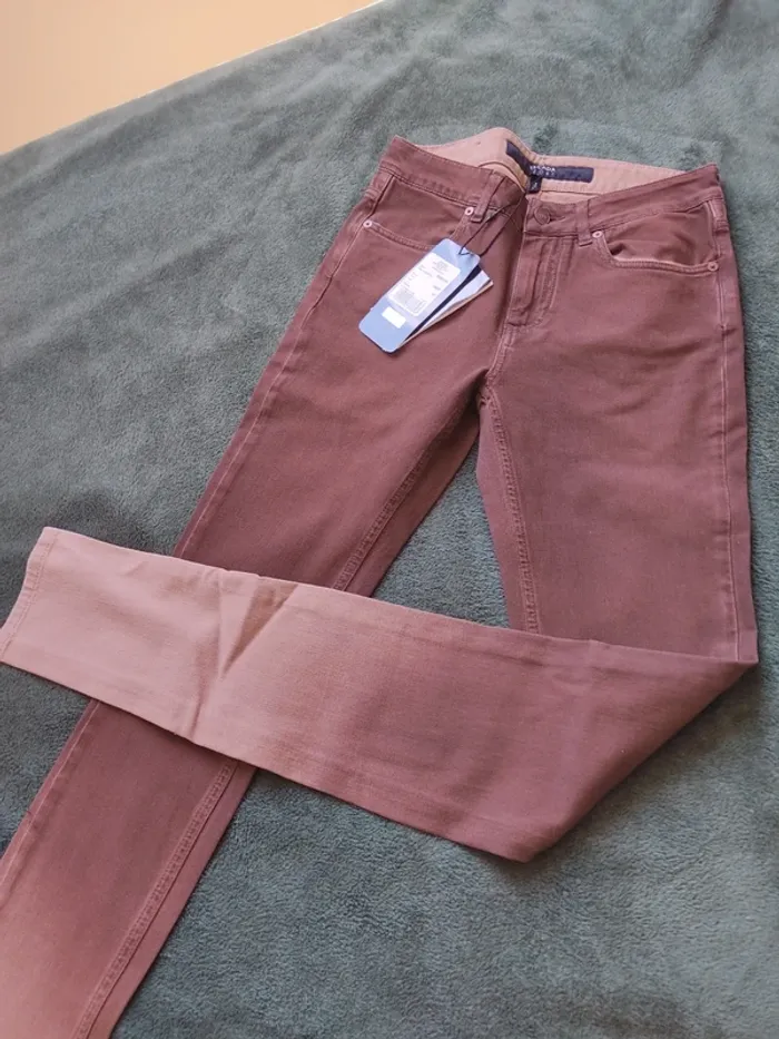 Pantalon bicolore marron slim femme Escada Sport 34 Neuf - photo numéro 2