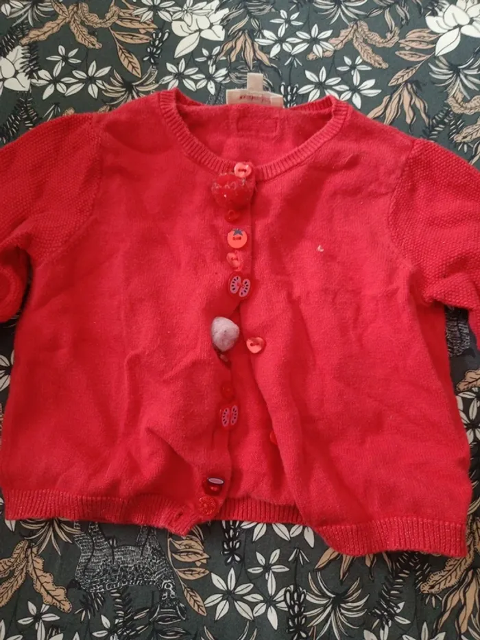 Gilet cardigan rouge catimini 80cm