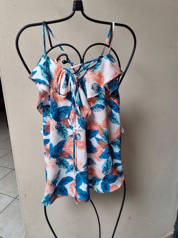 Débardeur bleu orange et blanc
