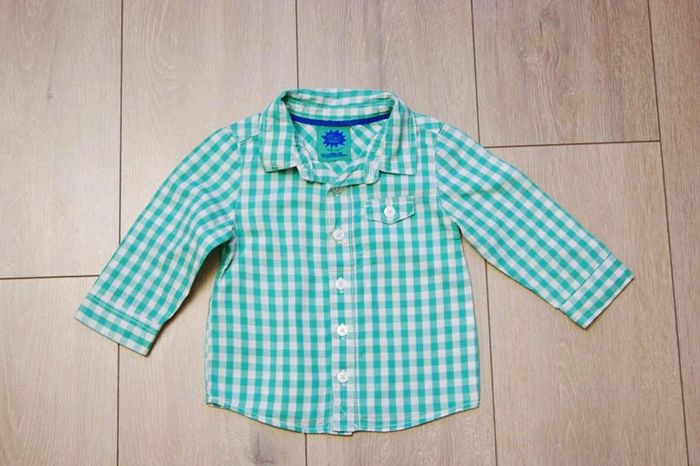 Chemise à carreaux turquoise. 18 mois garçon. Tape à l oeil