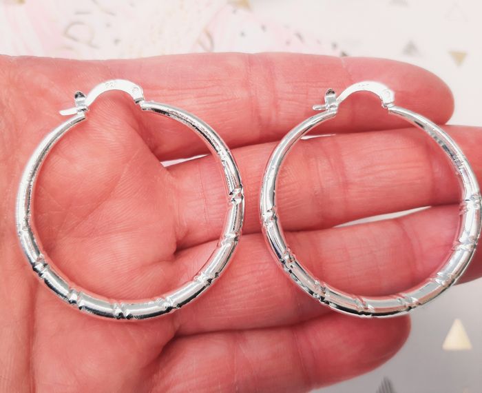 Créoles argent 925 poinçonné gravées - photo numéro 9