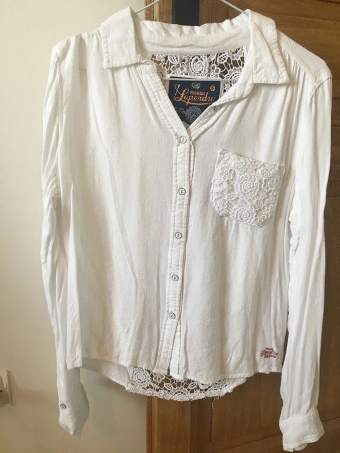 Chemisier blanc coton broderie anglaise dos nu Superdry - photo numéro 9