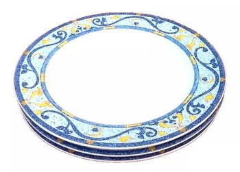 3 assiettes plates Grès véritable